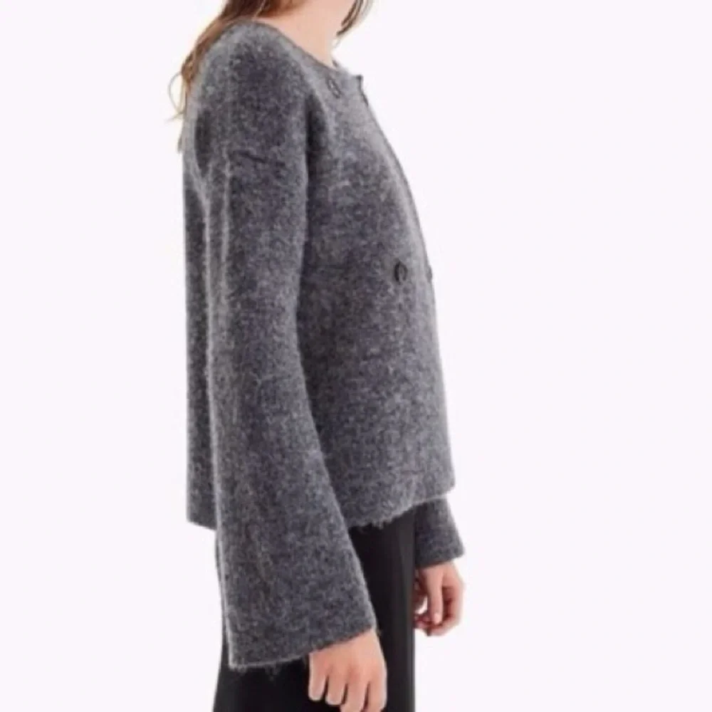 J Crew Collection Alpaca Wool Double Breasted Collarless Sweater Coat Cardigan